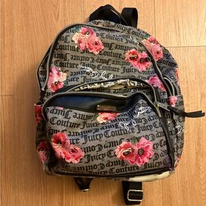 Juicy Couture Gray and Pink Floral Backpack